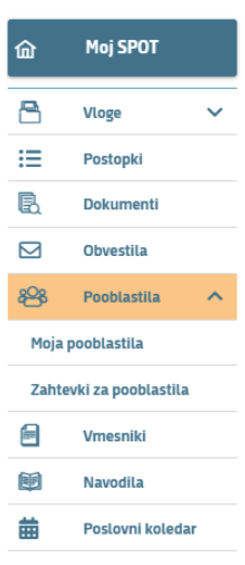 Optimiziran način dodeljevanja pooblastil v sistemu SPOT